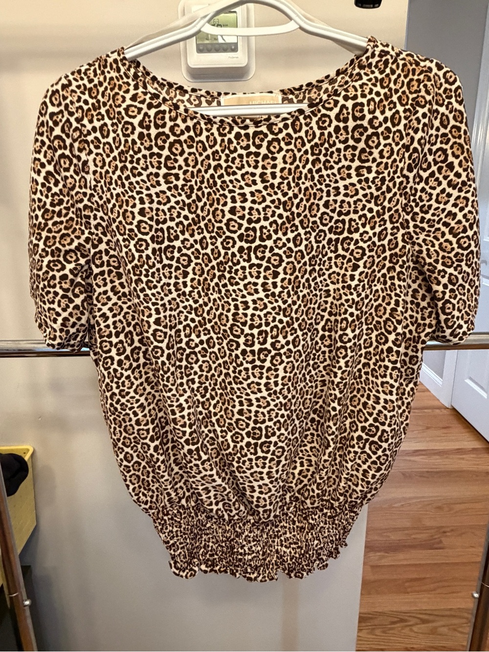 Michael Kors Leopard Print Puff Sleeve Top